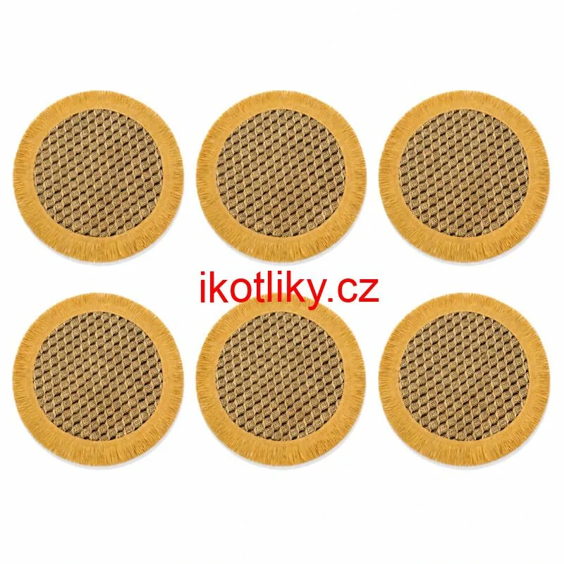 Přírodní podložky pod talíř se třásněmi 37 cm, 6 ks
