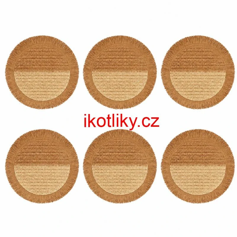 Přírodní podložky pod talíř se třásněmi 37 cm, 6 ks