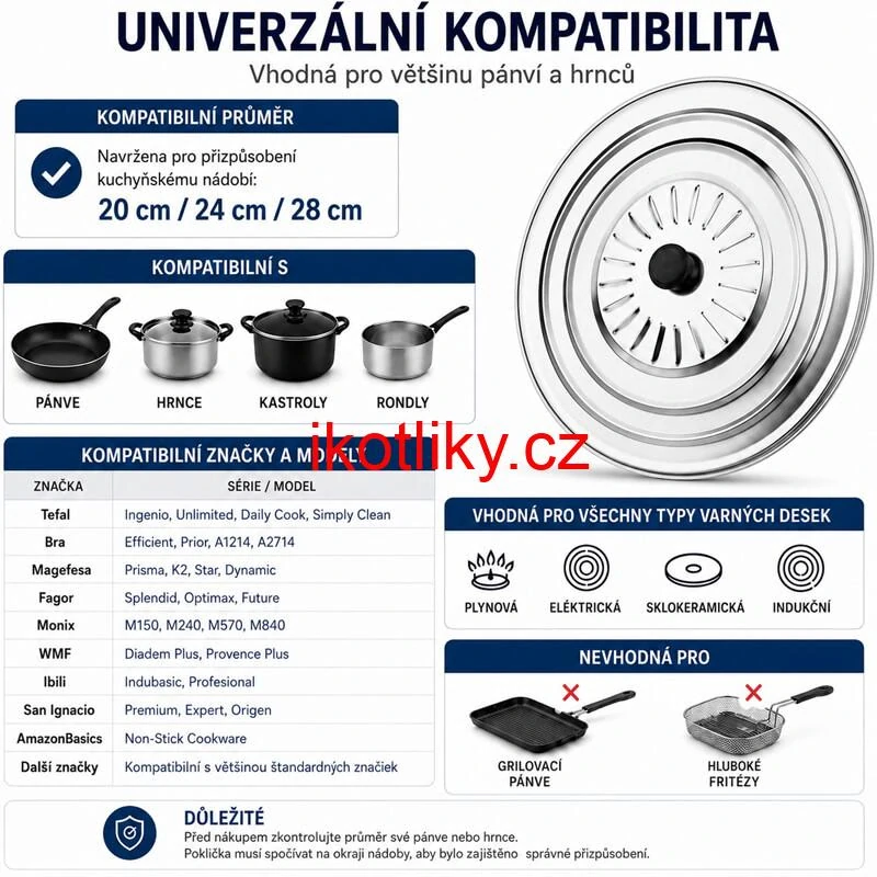 Nerezová poklice proti stříkání 26 cm