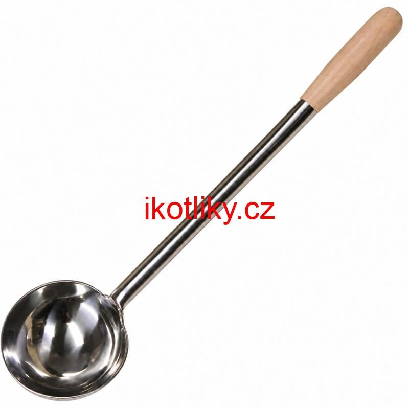Nerezová naběračka 250 ml s dřevěnou rukojetí – délka 51,5 cm