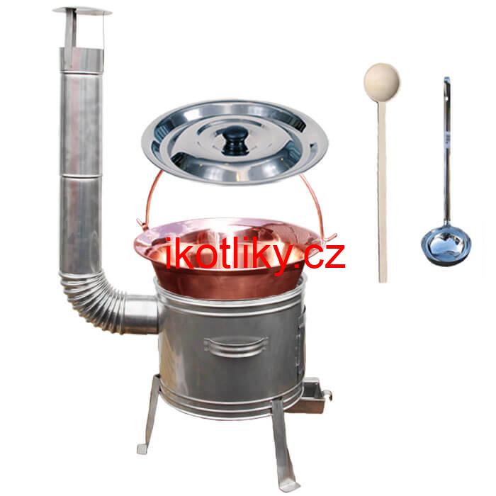 Měděný kotlík 10 L + nerezová kotlina 31 cm TOPLUX