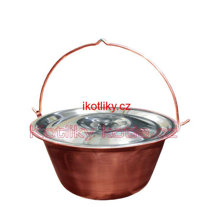 Měděný kotlík 30 L + nerezová poklice