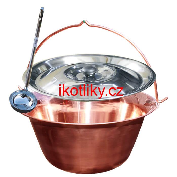 Měděný kotlík 30 L + nerezová poklice