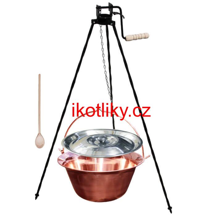 Měděný kotlík 10 L + stojan s kladkou VAR