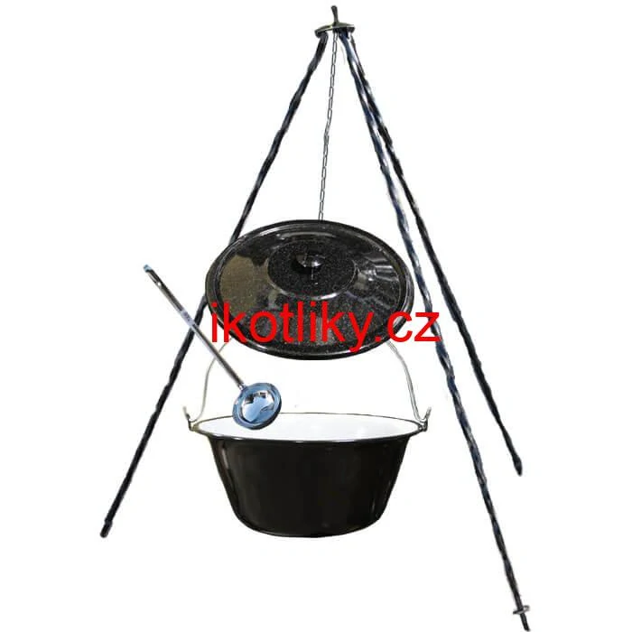 Smaltovaný kotlík 20 L poklice + trojnožka 1,20 m