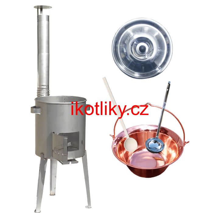 Měděný kotlík 20 L (1,2 mm) + nerezová kotlina 42 cm LUXUS