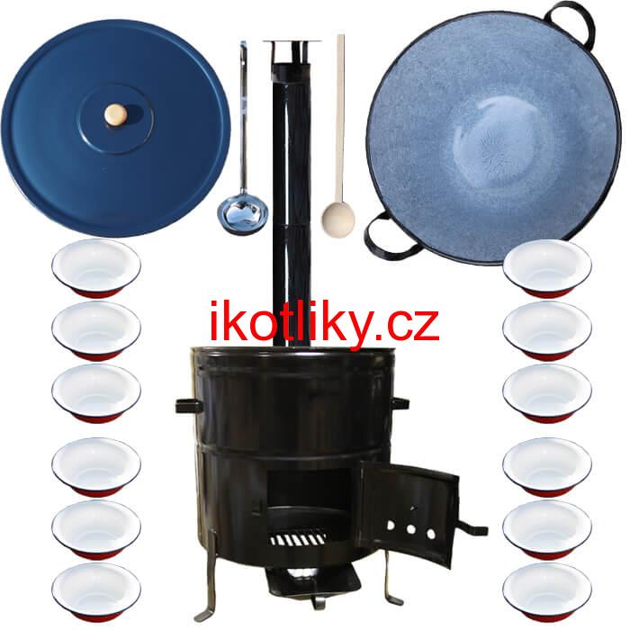 Smaltovaný kotel 80 L + smaltované talíře 12 ks PLUS 600
