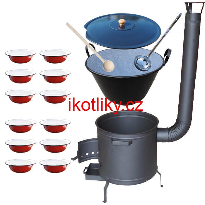 Smaltovaný kotel 80 L + žáruvzdorná kotlina 60 cm PLUS 600