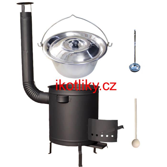 Nerezový kotlík 20 L (1,2 mm) + hrubostěnná (1,5 mm) a žáruvzdorná kotlina 42 PLUS 600