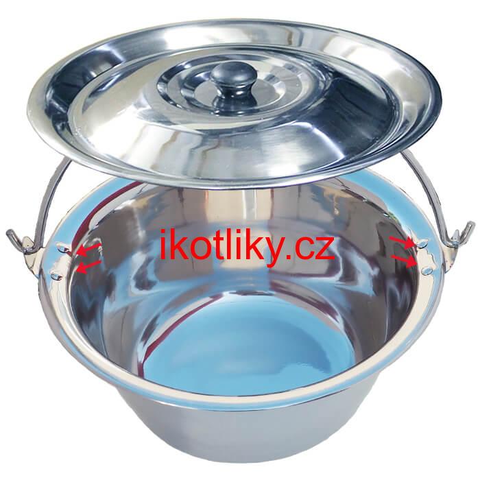 Nerezový kotlík 20 L (0,8 mm) s nýty + poklice