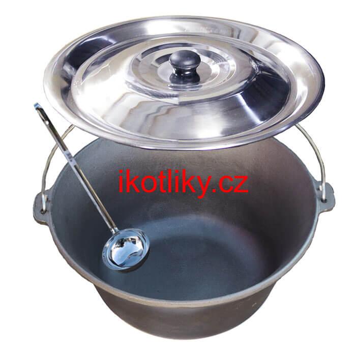 Litinový kotlík 10,8 L + nerezová poklice