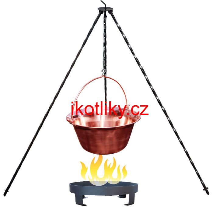Měděný kotlík 10 L (1,2 mm) + trojnožka 1,2 m + ohniště 36 cm