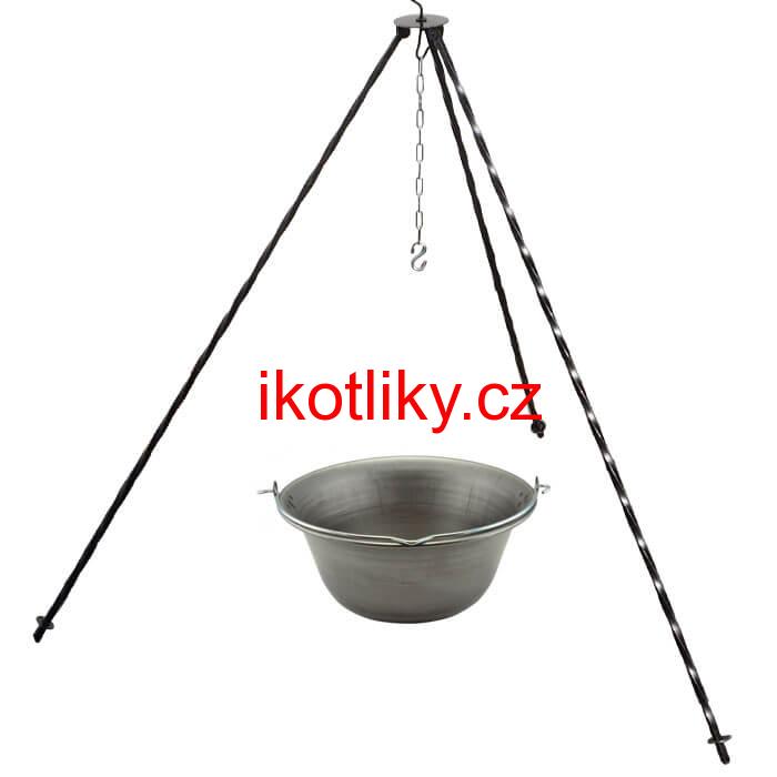 Železný kotlík 10 L (0,75 mm) + trojnožka 1 m