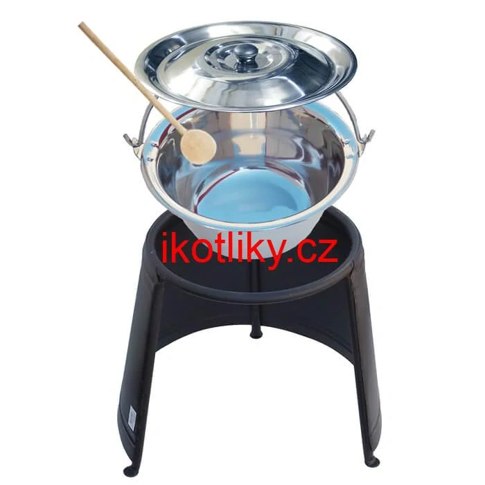 Nerezový kotlík 14 L (0,8 mm) + poklice + chránič plamene