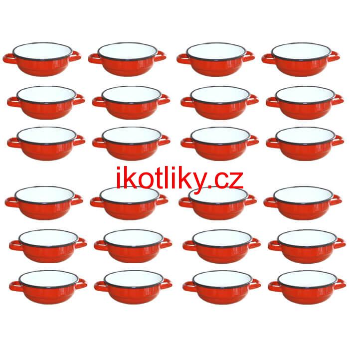 Souprava smaltovaných selských misek 14 cm 24 ks