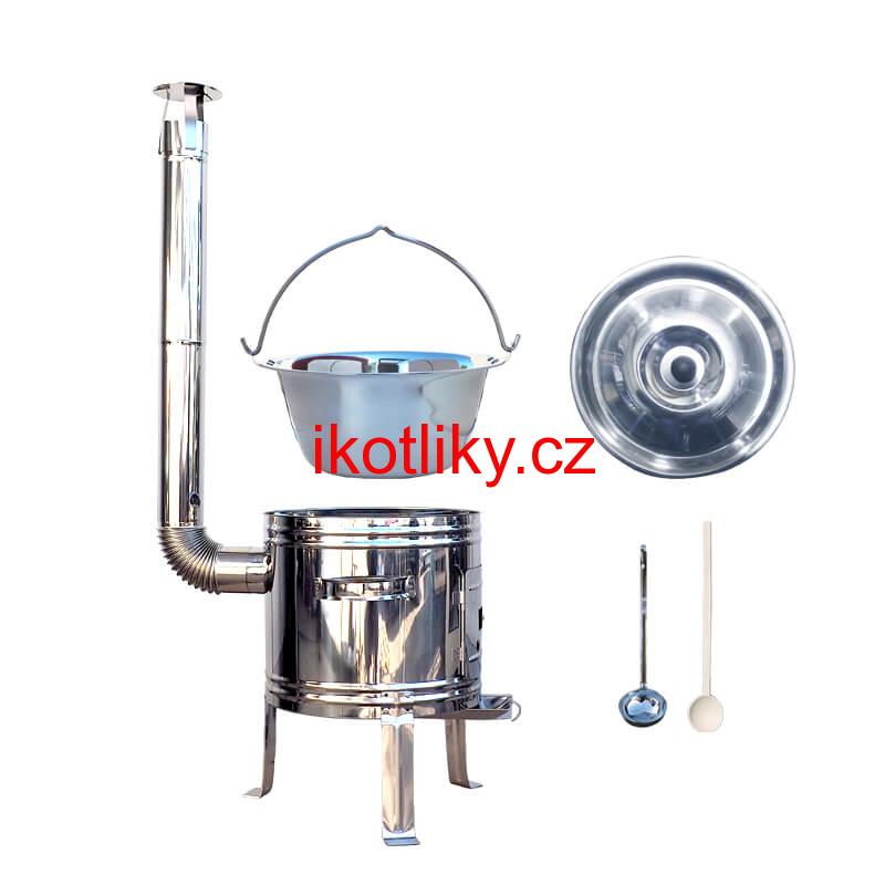 Nerezový kotlík 15 L (0,8 mm) zesílený s nýty + nerezová kotlina 36 cm TOP INOX