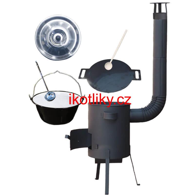 Smaltovaný kotlík 20 L + železná pánev 44 cm UNI + žáruvzdorná kotlina kotlina 42 cm PLUS 600 4 MM