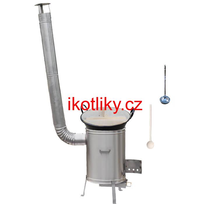 Zabijačkový smaltovaný kotel 100 L + nerezová kotlina 60 cm + vařečka a naběračka