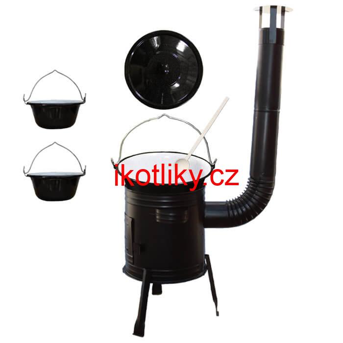 Smaltovaný kotlík 30 L (1,2 mm) + kovová kotlina 45 CLASSIC (KOV) + 2 smaltované servírovací kotlíky 0,8 L
