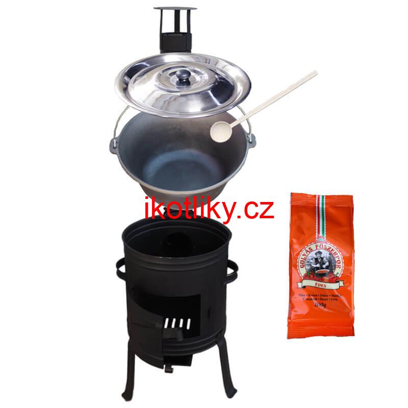 Litinový kotlík 10,8 L + kotlina 33 cm (1 mm) + žáruvzdorná barva Plus 700