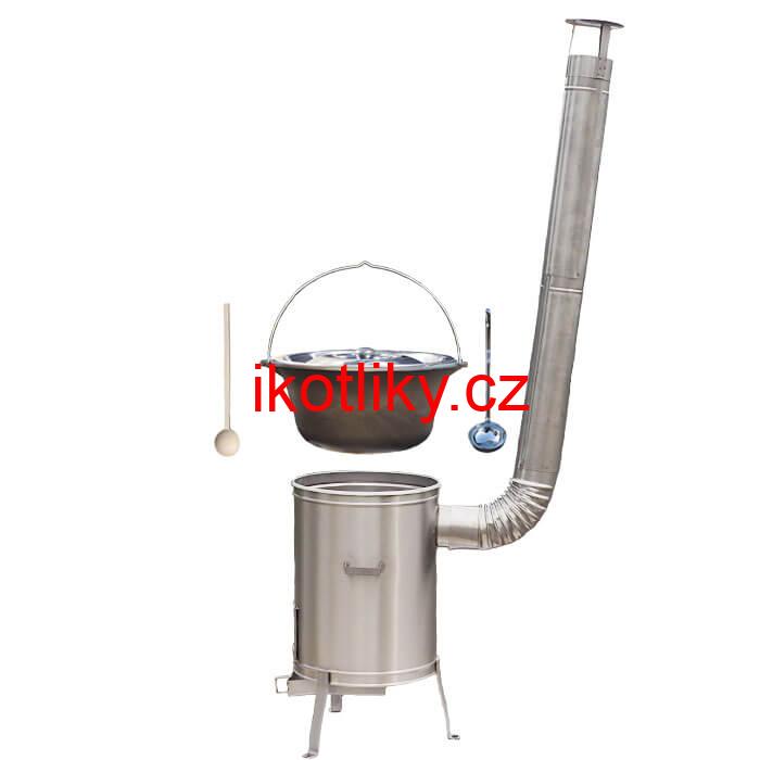 Litinový kotlík bez povrchové úpravy 10,8 L + Nerezová kotlina 33 LUX