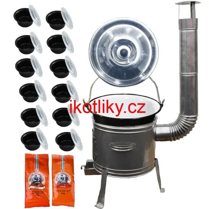 Smaltovaný kotlík 22 L (1,2 mm) + nerezová kotlina 42 cm TOPLUX + misky 12 ks + 2 x pepř na guláš 100 g