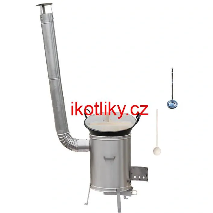 Zabijačkový smaltovaný kotel 100 L + nerezová kotlina (1,5 mm) 60 cm LUX + vařečka a naběračka