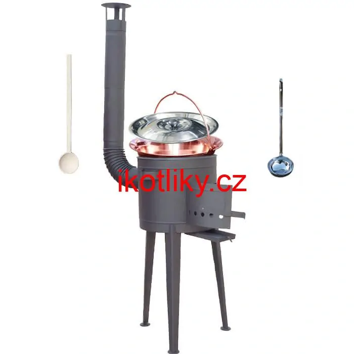 Měděný kotlík 20 L (1,2 mm) + vysoká žáruvzdorná kotlina (1,5 mm) HODO 42 cm PLUS 600 + vařečka + naběračka