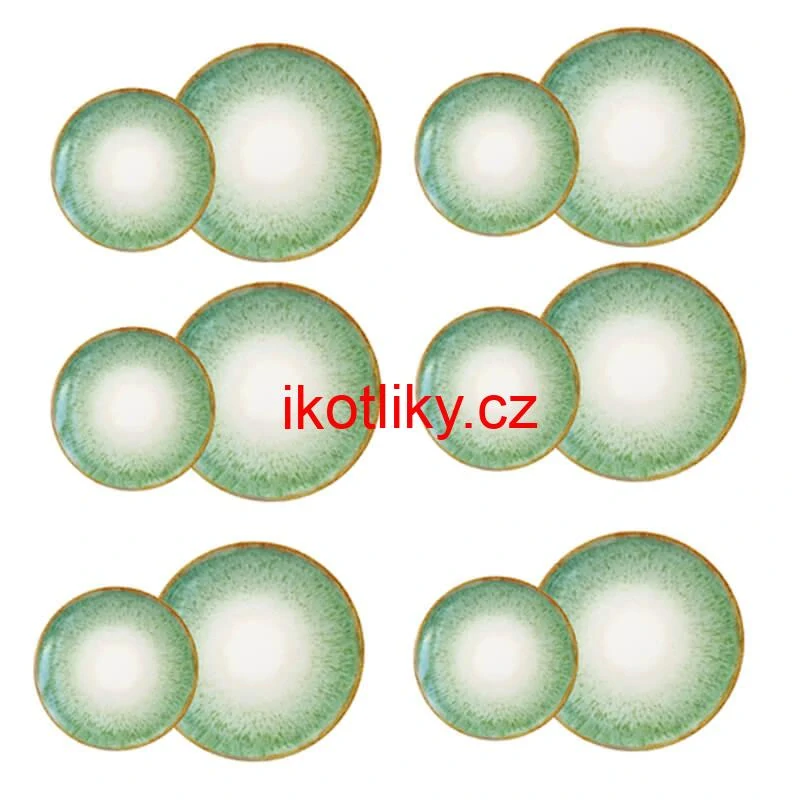 Souprava keramických talířů 18 ks GREEN