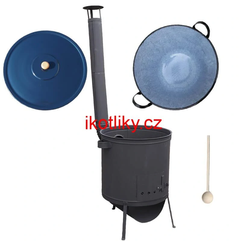 Smaltovaný kotel 60 L na zabijačku + žáruvzdorná kotlina 53 PLUS 600 4 MM + vařečka