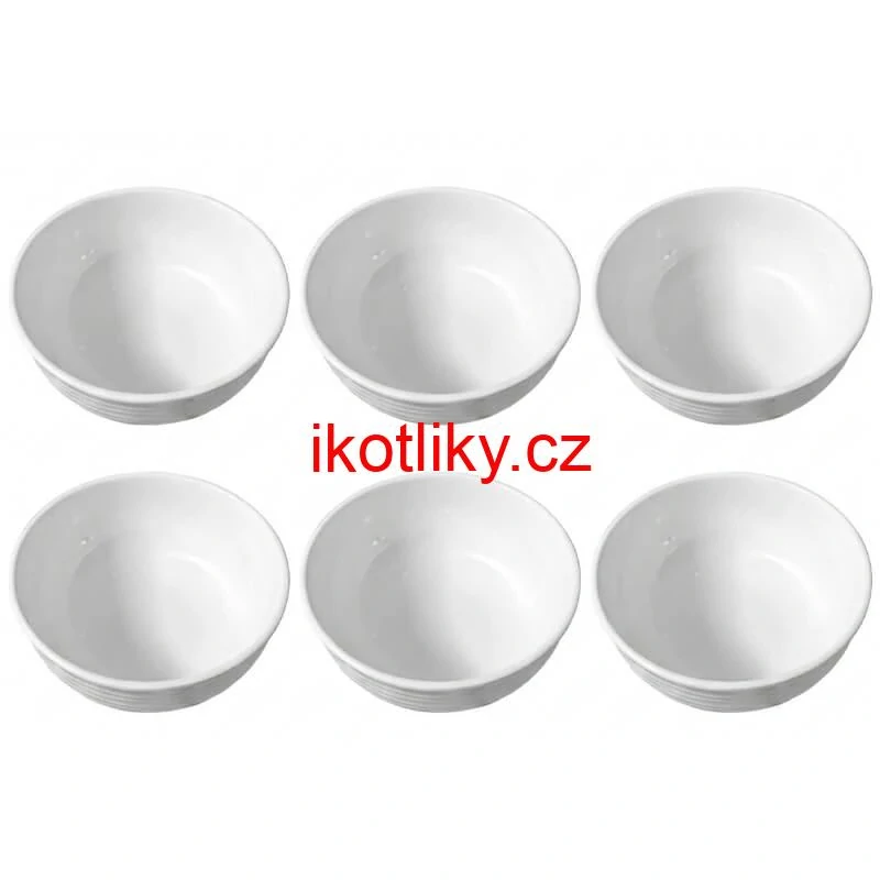 Sada 6 ks: Prémiové bílé misky s kamennou strukturou (750 ml)