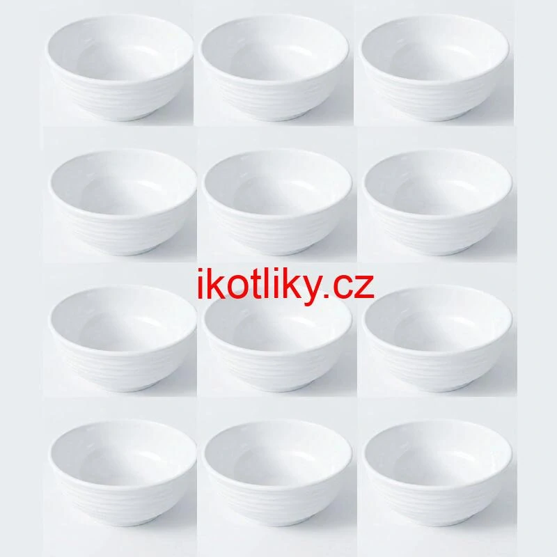 Sada 12 ks: Prémiové bílé misky s kamennou strukturou (750 ml)