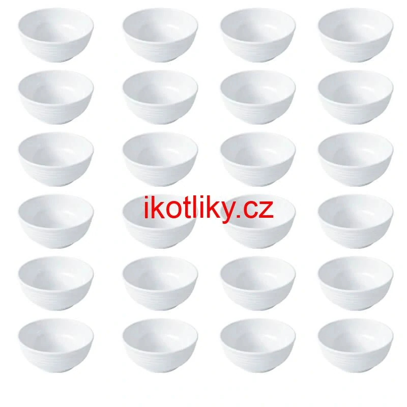 Sada 24 ks: Prémiové bílé misky s kamennou strukturou (750 ml)