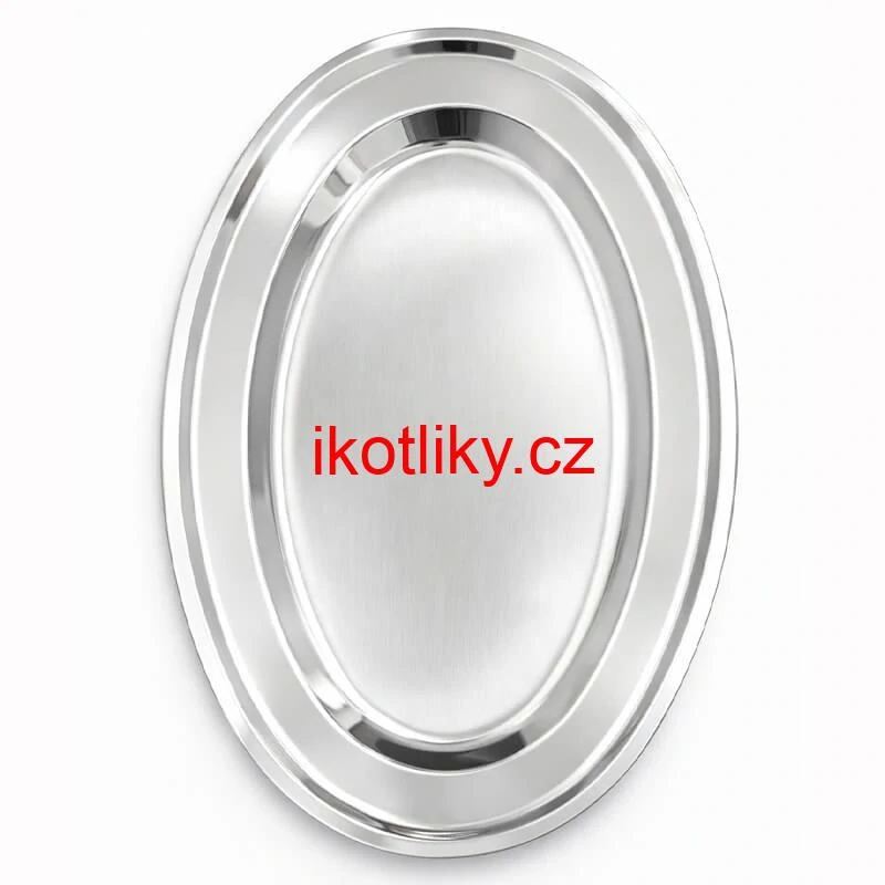 Nerezový oválný podnos (45,5cm) – Odolný servírovací tác na maso i koláče