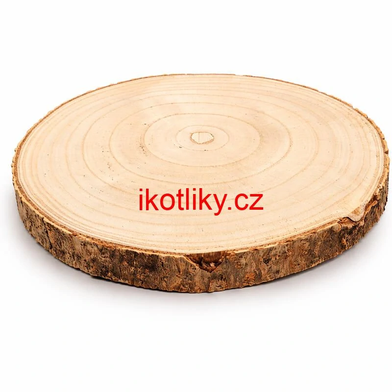 Dřevěný podnos z přírodního plátku dřeva s kůrou Ø 20–24 cm