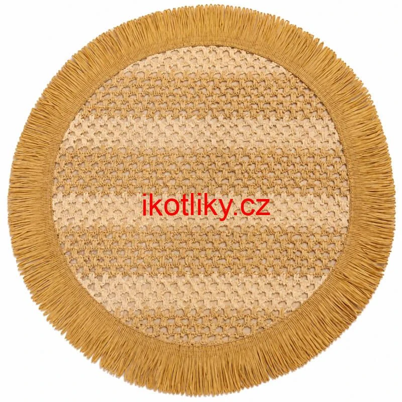 Kulatá přírodní podložka pod talíř se třásněmi 37 cm