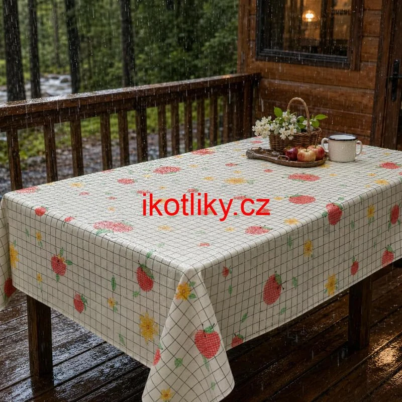 Omyvatelný ubrus Jablka a květiny 137 × 183 cm