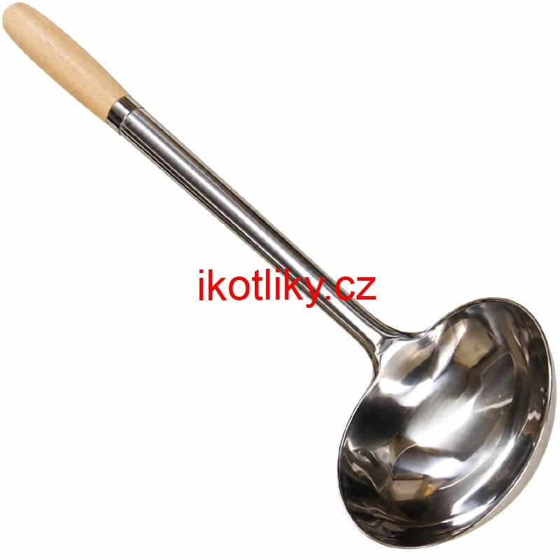 Nerezová naběračka 250 ml s dřevěnou rukojetí – délka 51,5 cm