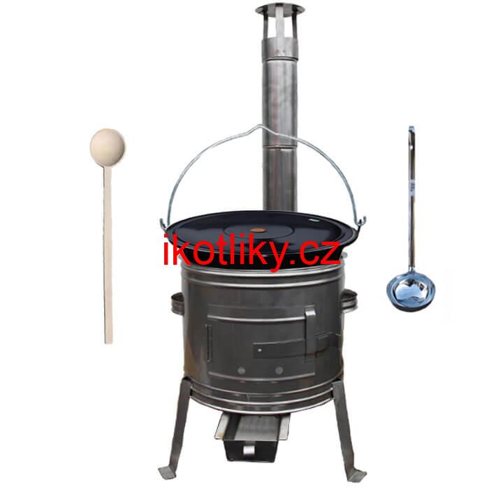 Smaltovaný kotlík 20 L + nerezová kotlina 42 cm TOPLUX