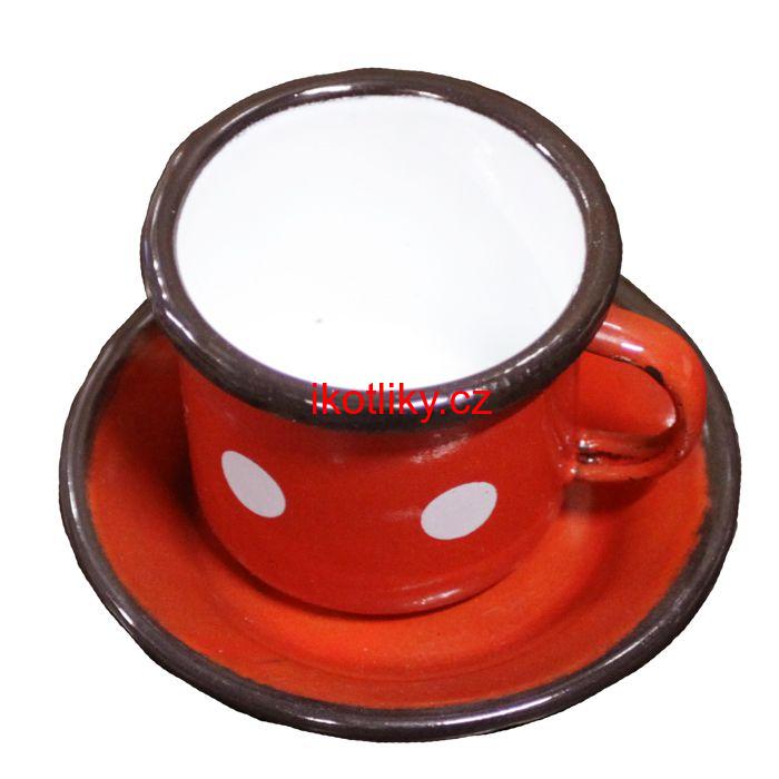 Smaltovaný šálek + podšálek