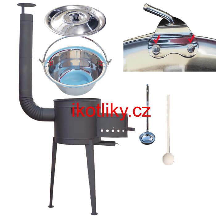 Nerezový kotlík 30 L (0,8 mm) s nýty + vysoká kotlina 45 cm PLUS 600