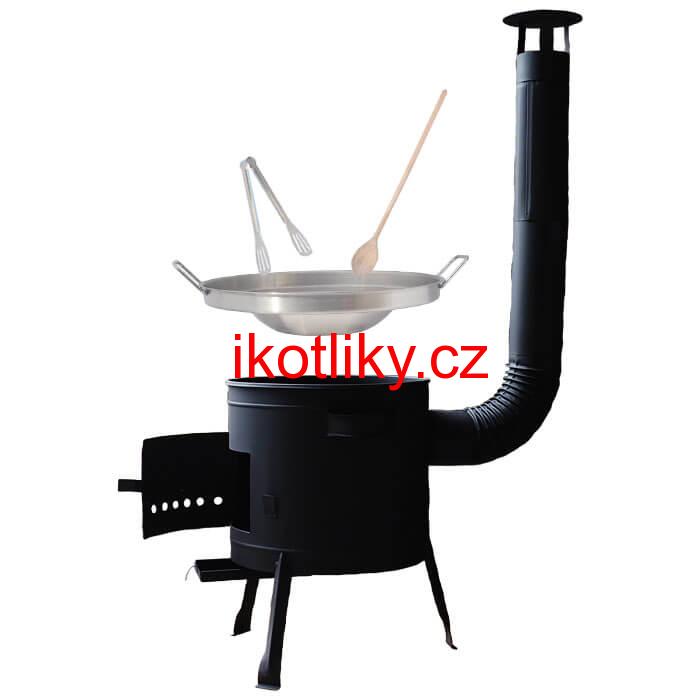 Nerezová pánev na grilování + kovová kotlina 36 cm