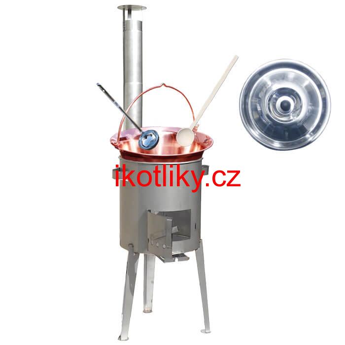 Měděný kotlík 14 L (1,2 mm) + nerezová kotlina 36 cm LUXUS