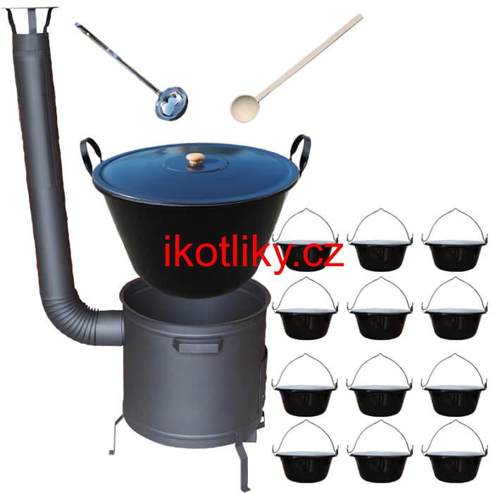 Smaltovaný kotel 50 L + servírovací kotlíky (12 ks) PLUS 600