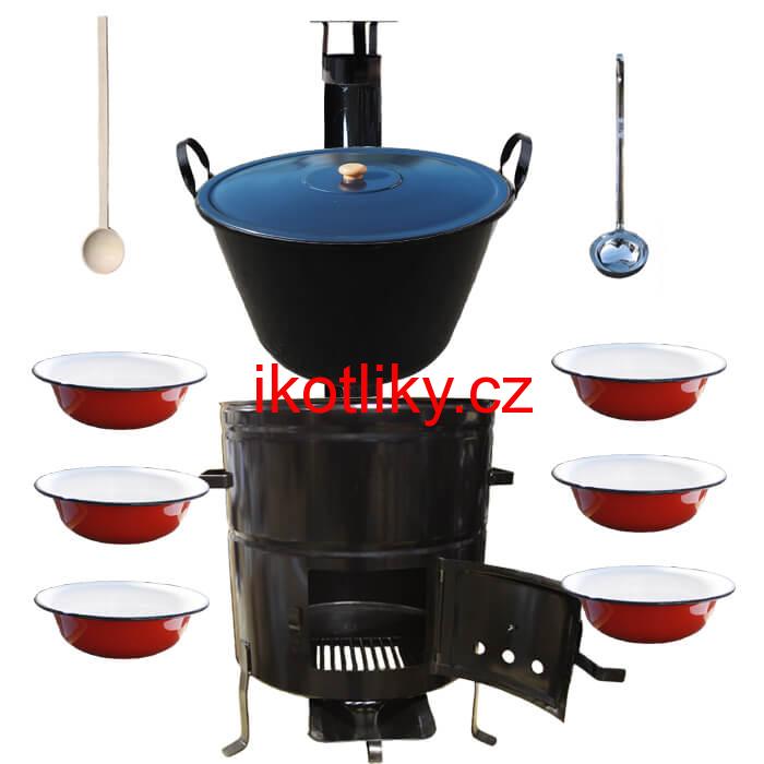 Smaltovaný kotel 60 L + smaltované talíře BIG PARTY