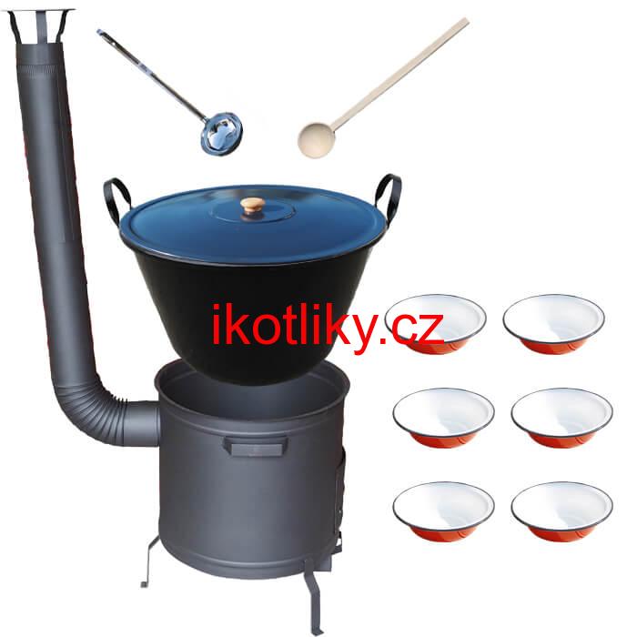 Smaltovaný kotel 60 L + smaltované talíře 6 ks PLUS 600