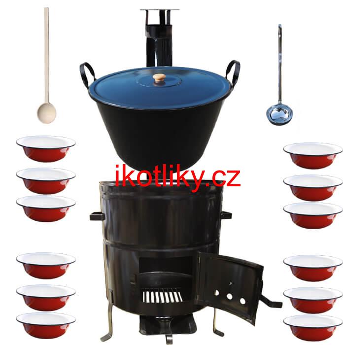 Smaltovaný kotel 80 L + smaltované talíře 12 ks PLUS 600