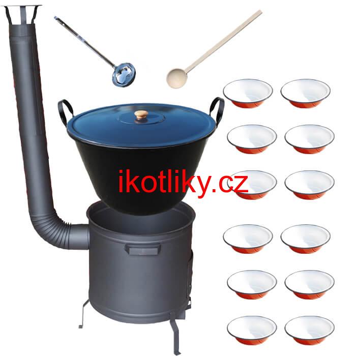 Smaltovaný kotel 80 L + žáruvzdorná kotlina 60 cm PLUS 600