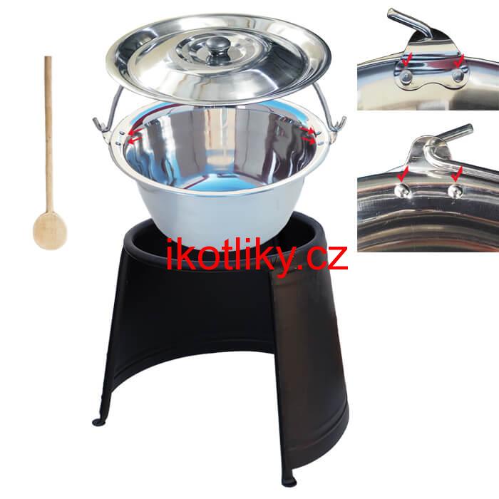 Nerezový kotlík 20 L (0,8 mm) s nýty + chránič plamene