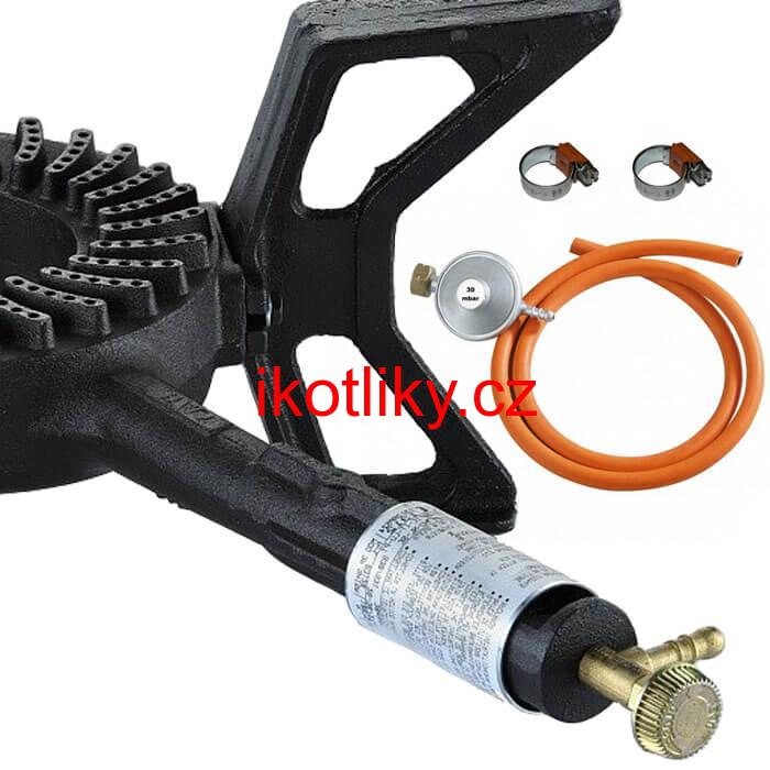 Litinový plynový vařič 8,8 kW 3P Ghisa + připojovací příslušenství